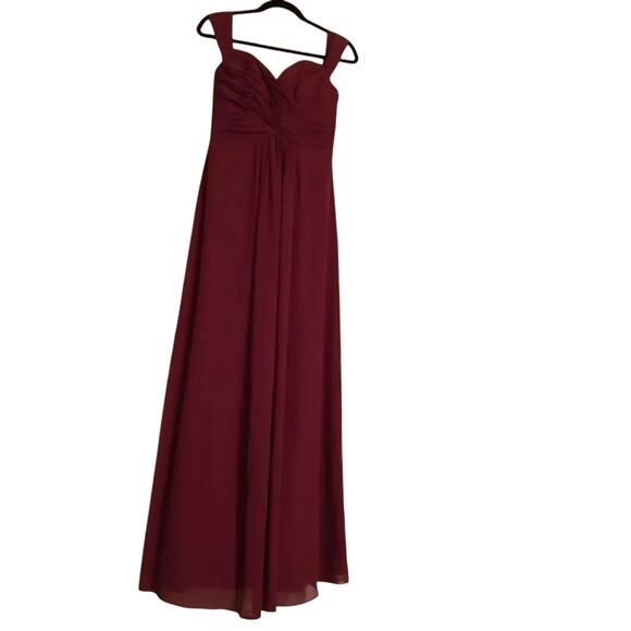 Dessy Collection Vivian Diamond 2970 Claret Off the Shoulder Draped Dress $284 - Picture 12 of 15